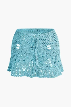 Crochet Halter Knit Cami Top And Mini Skirt Set