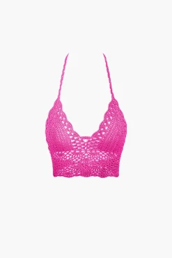 Crochet Halter Knit Cami Top And Mini Skirt Set
