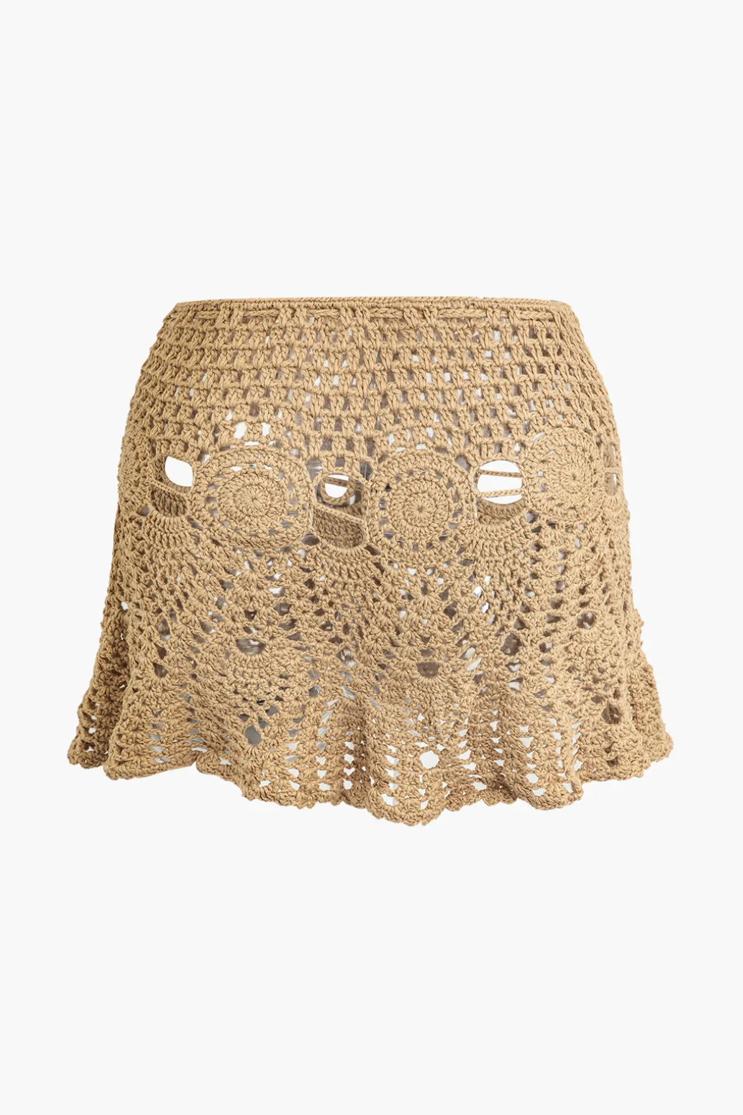 Crochet Halter Knit Cami Top And Mini Skirt Set