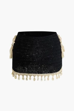 Crochet Shell Tassel Knit Skirt