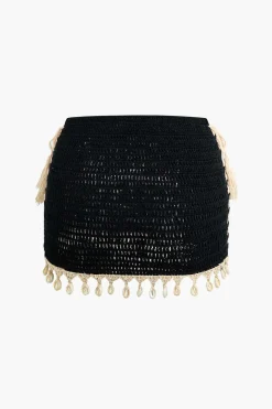 Crochet Shell Tassel Knit Skirt