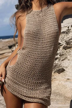 Crochet Sleeveless Cut Out Cover Up
