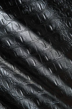 Crocodile Faux Leather Backless Sleeveless Slip Mini Dress