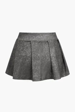 Crop Cami Top And Pleated Mini Skirt Set And Shirt Three-Piece Set