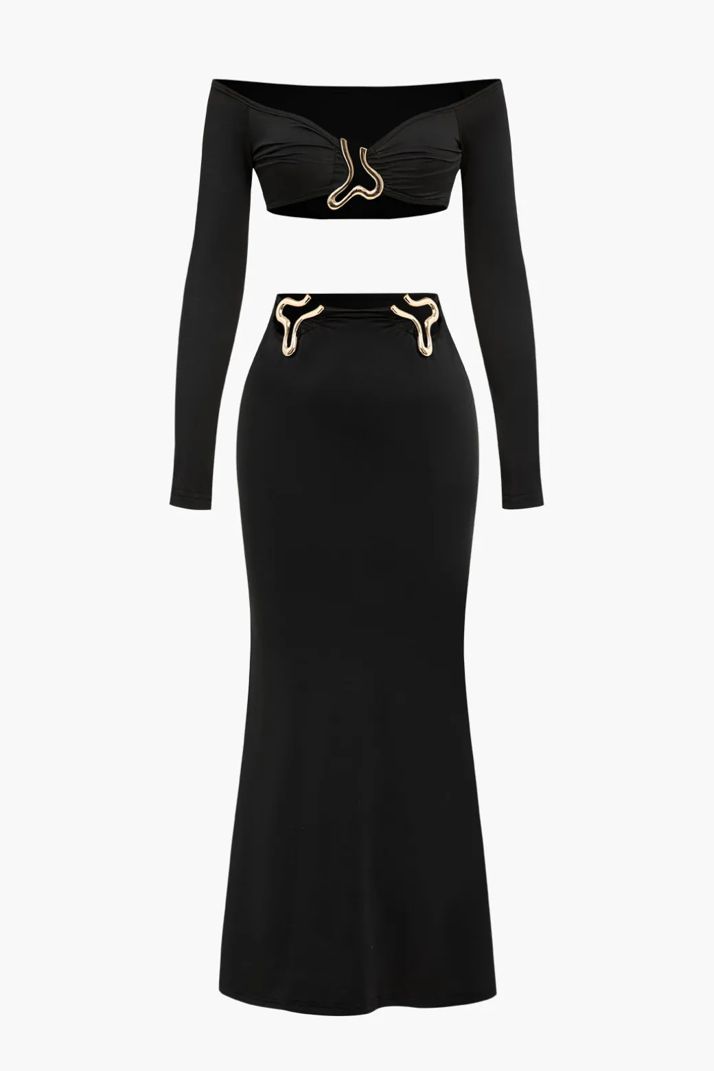 Crop Off Shoulder Top And Skirt Set