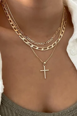 Cross Pendant Layered Necklace