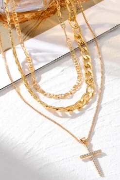 Cross Pendant Layered Necklace