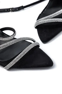 Crossed Rhinestone Pointed Toe High Heels