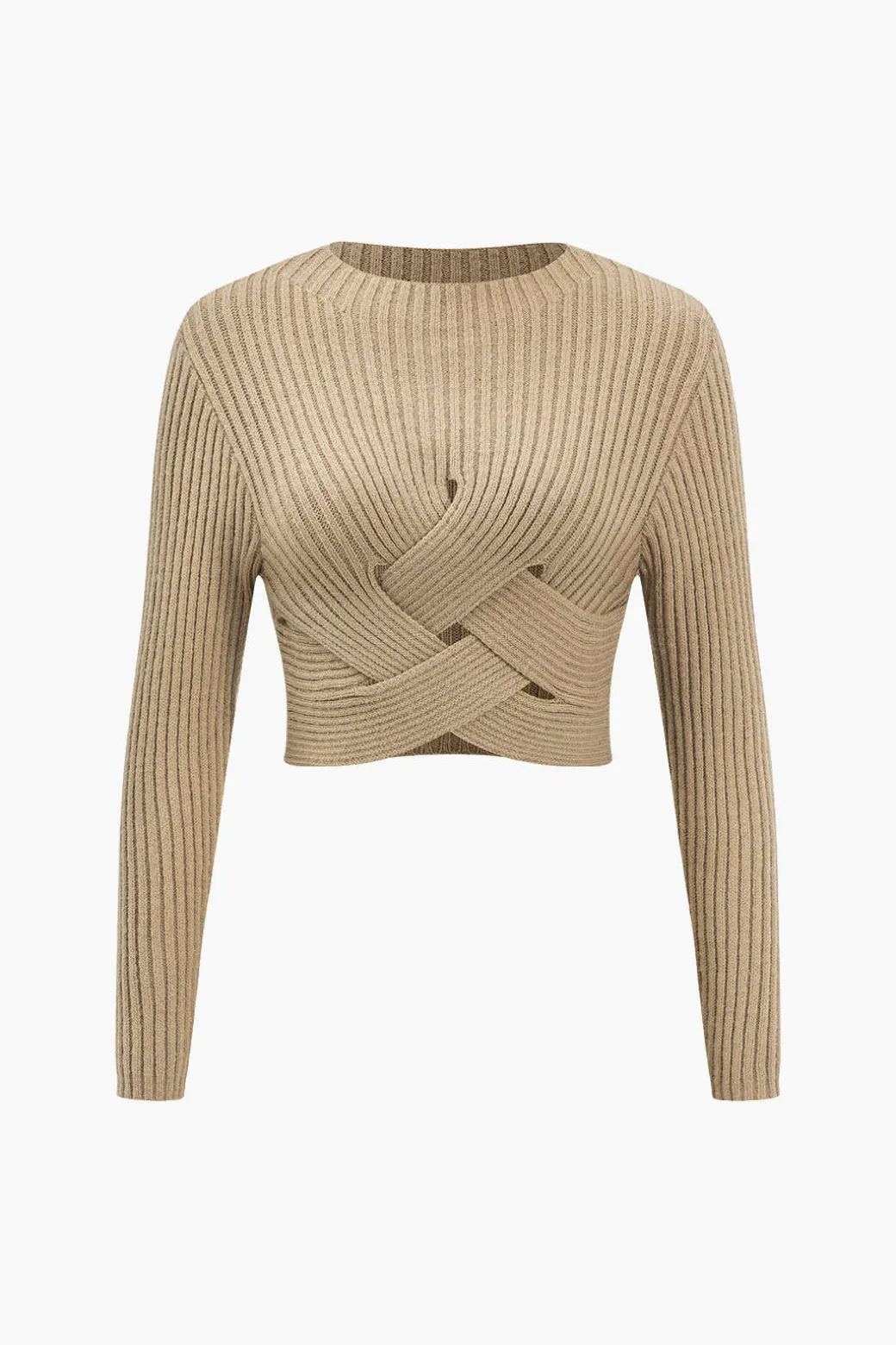 Crossed Sweater Long-Sleeve Top