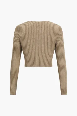 Crossed Sweater Long-Sleeve Top