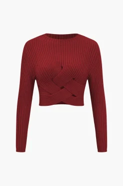 Crossed Sweater Long-Sleeve Top