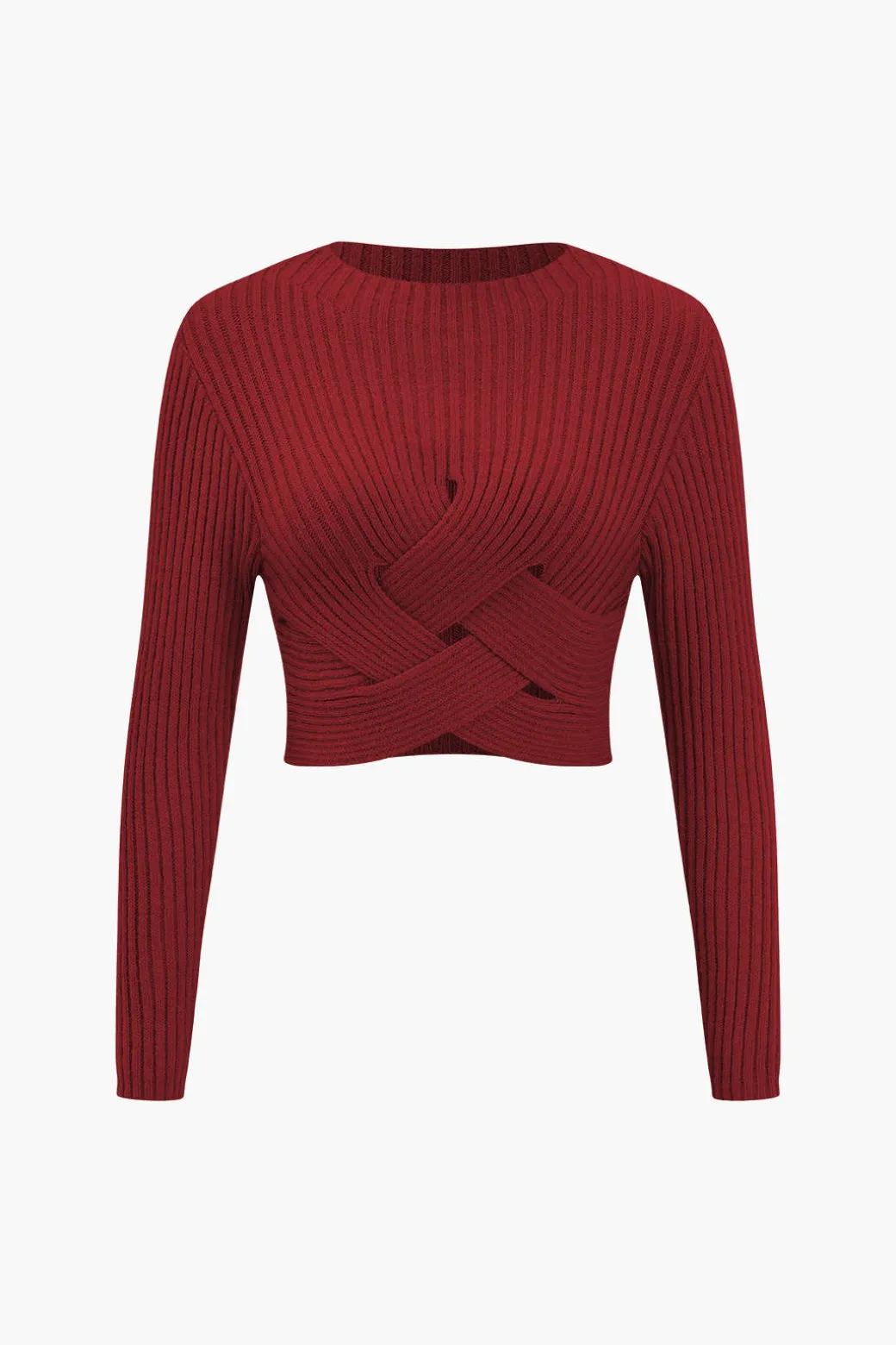 Crossed Sweater Long-Sleeve Top