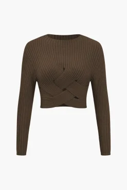 Crossed Sweater Long-Sleeve Top