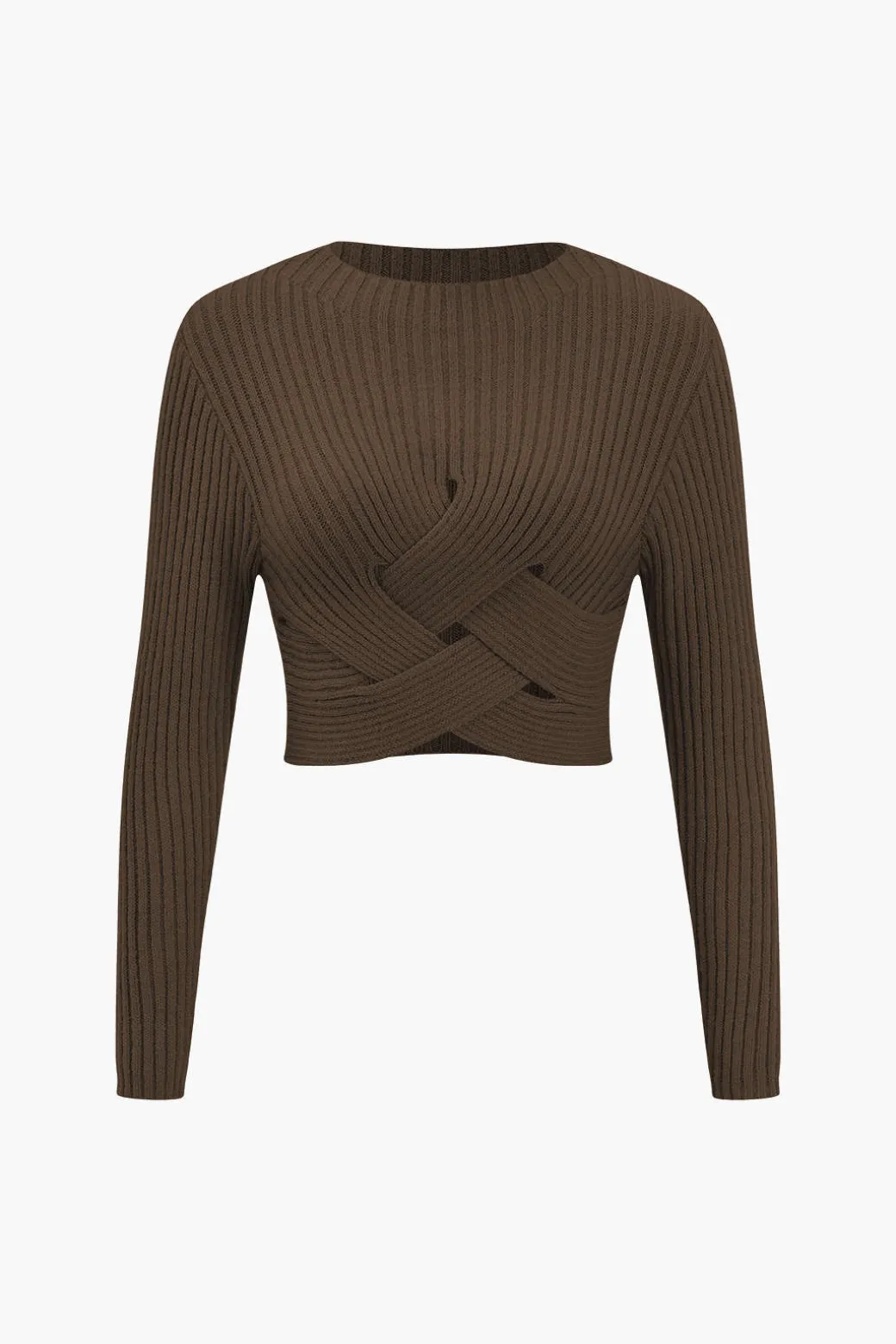 Crossed Sweater Long-Sleeve Top
