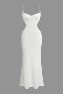 Cut Out Backless Bustier Slip Maxi Dress