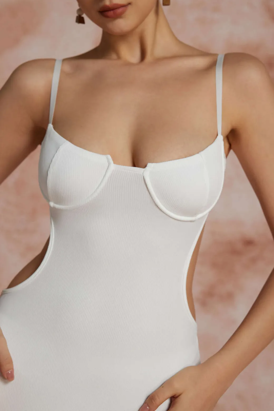 Cut Out Backless Bustier Slip Maxi Dress