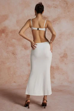 Cut Out Backless Bustier Slip Maxi Dress