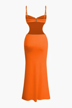 Cut Out Backless Bustier Slip Maxi Dress