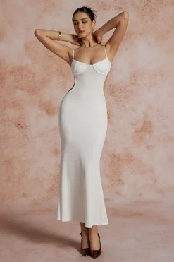 Cut Out Backless Bustier Slip Maxi Dress