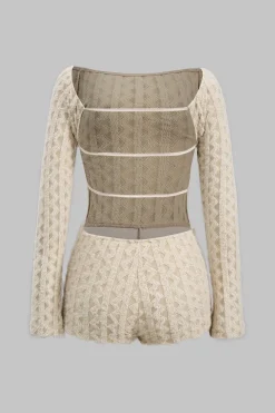 Cut out Backless Long Sleeve Romper