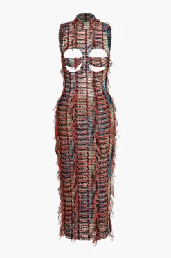 Cut Out Backless Ripped Midi Dress