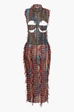 Cut Out Backless Ripped Midi Dress