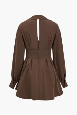 Cut Out Lace Up Long Sleeve Mini Dress