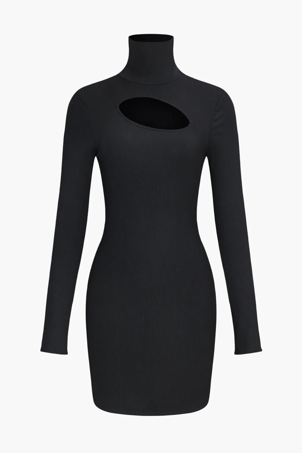 Cut Out Long Sleeve Turtleneck Mini Dress
