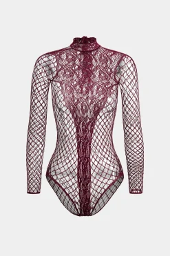 Cut Out Rhinestone Long Sleeve Bodysuit