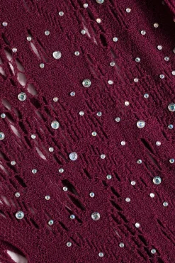 Cut Out Rhinestone Long Sleeve Bodysuit