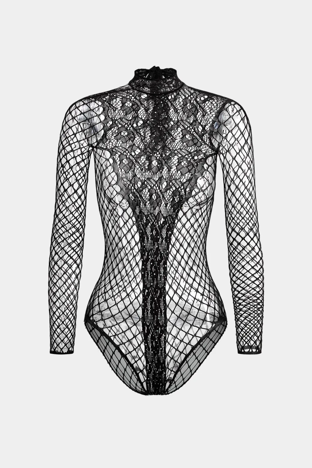 Cut Out Rhinestone Long Sleeve Bodysuit