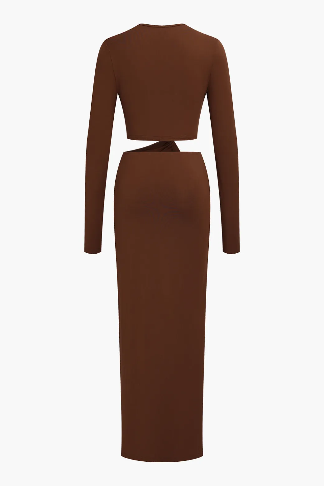 Cut Out Ruched Long Sleeve Maxi Dress