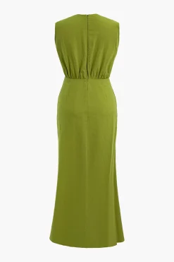 Cut Out Sleeveless V-Neck Maxi Dress