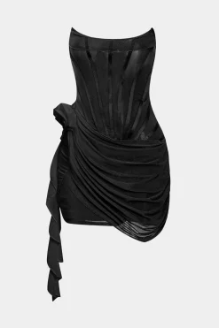 3D Floral Ruffle Corset Mini Dress
