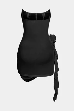 3D Floral Ruffle Corset Mini Dress