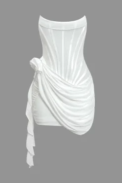 3D Floral Ruffle Corset Mini Dress
