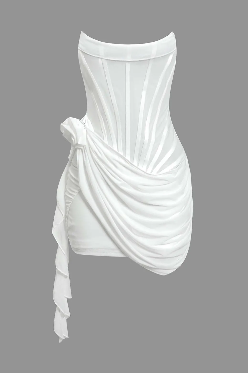 3D Floral Ruffle Corset Mini Dress
