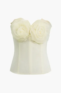 3D Floral Strapless Tube Top