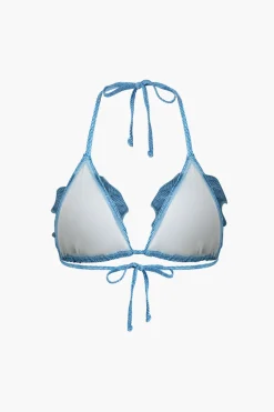 3D Flower Denim Halter Bikini Set