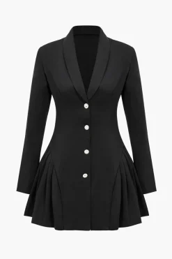 Deep V-neck Long Sleeve Suit Dress