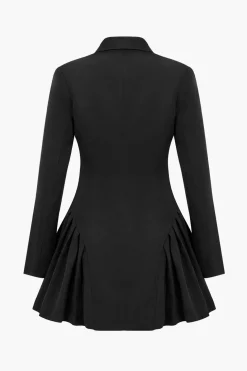 Deep V-neck Long Sleeve Suit Dress