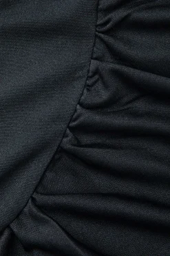 Deep V-neck Ruched Short Sleeve Maxi Dress