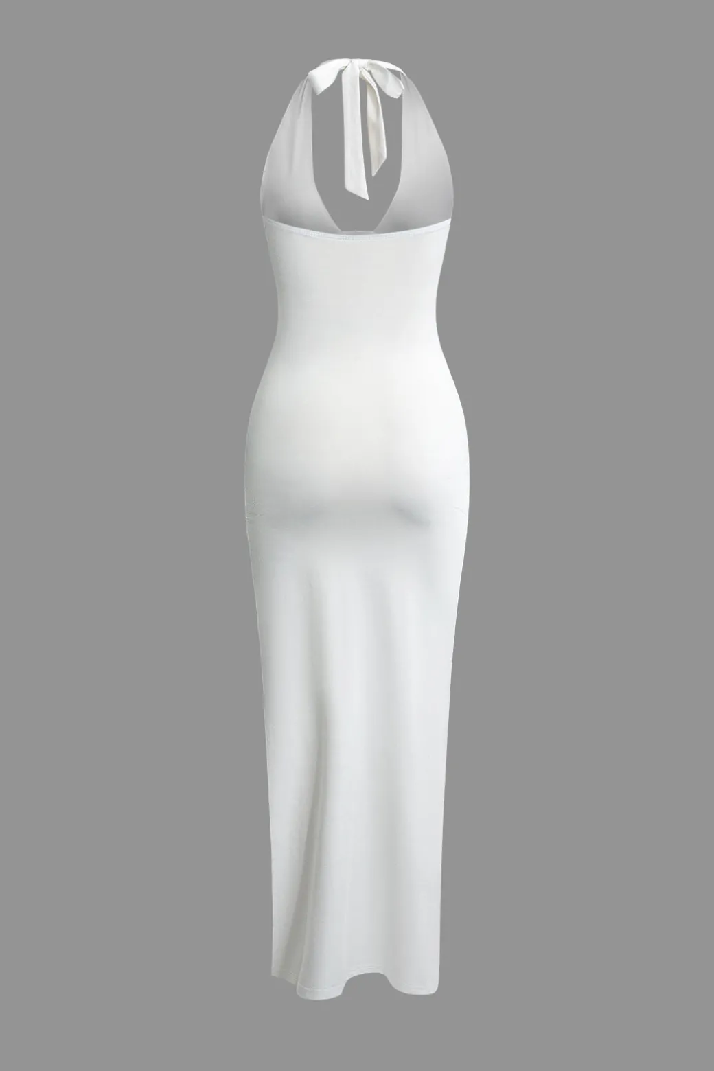 Deep-V Neck Halter Backless Slit Midi Dress