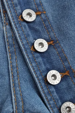 Denim Button High Waist Straight Leg Jeans