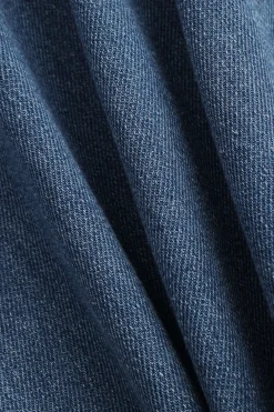 Denim Button Pocket High Waist Straight Leg Jeans