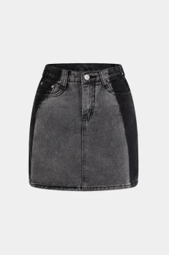 Denim Button Pocket Skirt