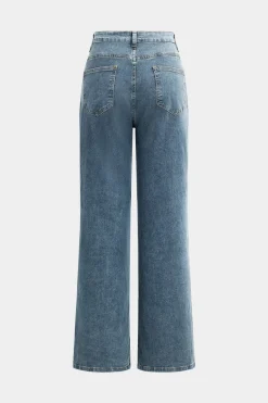 Denim Cut Out Straight Leg Jeans