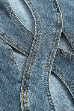Denim Cut Out Straight Leg Jeans