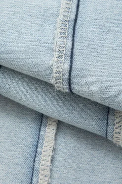 Denim Frayed Detail Straight Leg Jeans