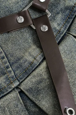Denim High Waist Patchwork Skirt